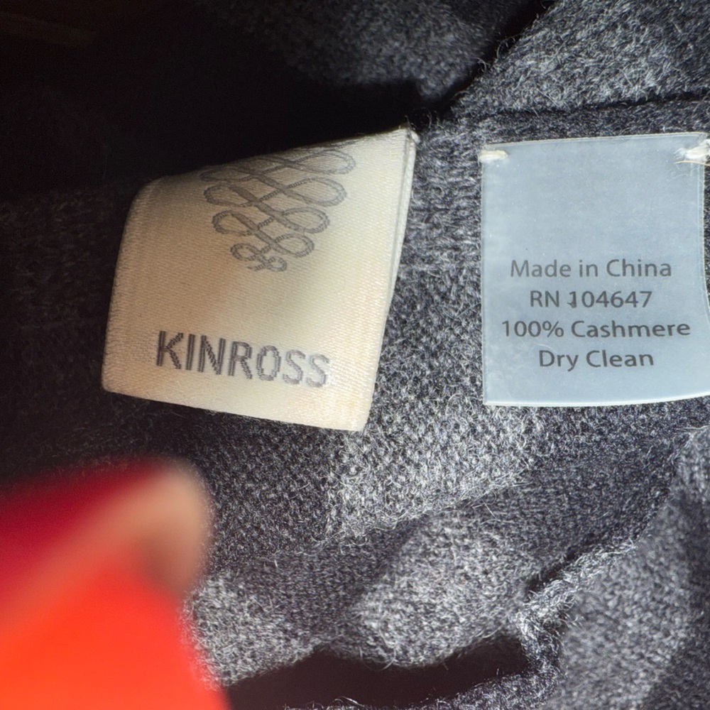 Kinross Cashmere Black and Grey Fringed Infinity Scarf - Picture 10 of 13